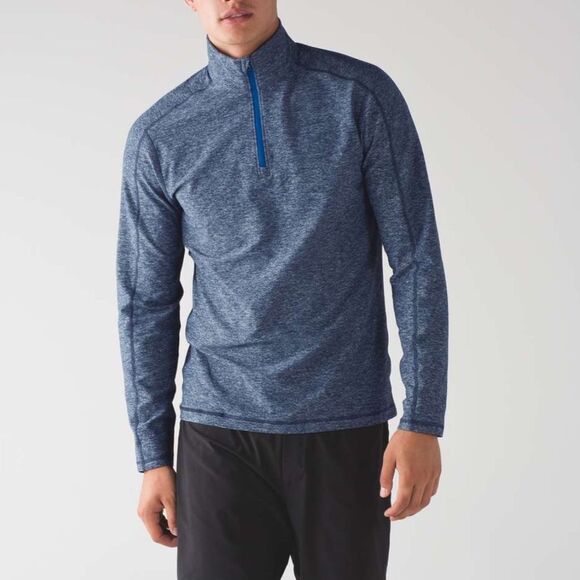LULULEMON Men's Surge Warm 1/2 Zip Pullover Heathered Nautical Navy M - Picture 1 of 10